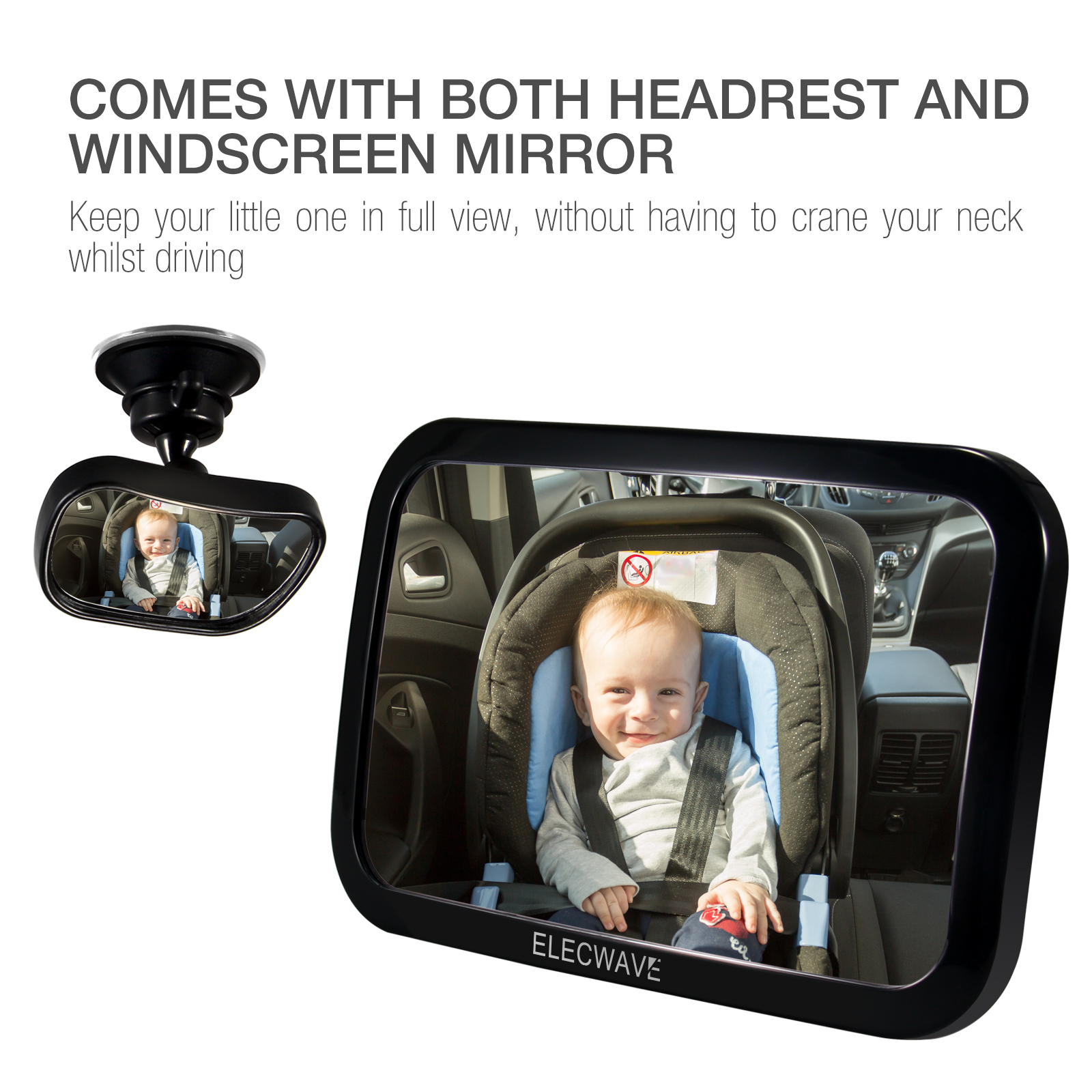 MJYT Baby Mirror for Car Backseat Rear View Facing with Wide Convex Shatterproof Glass Adjustable Car Back Seat Mirror